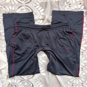 Nike Y2K Workout Flare Black Red Piping Track Pants XL Drawstring Swoosh Logo